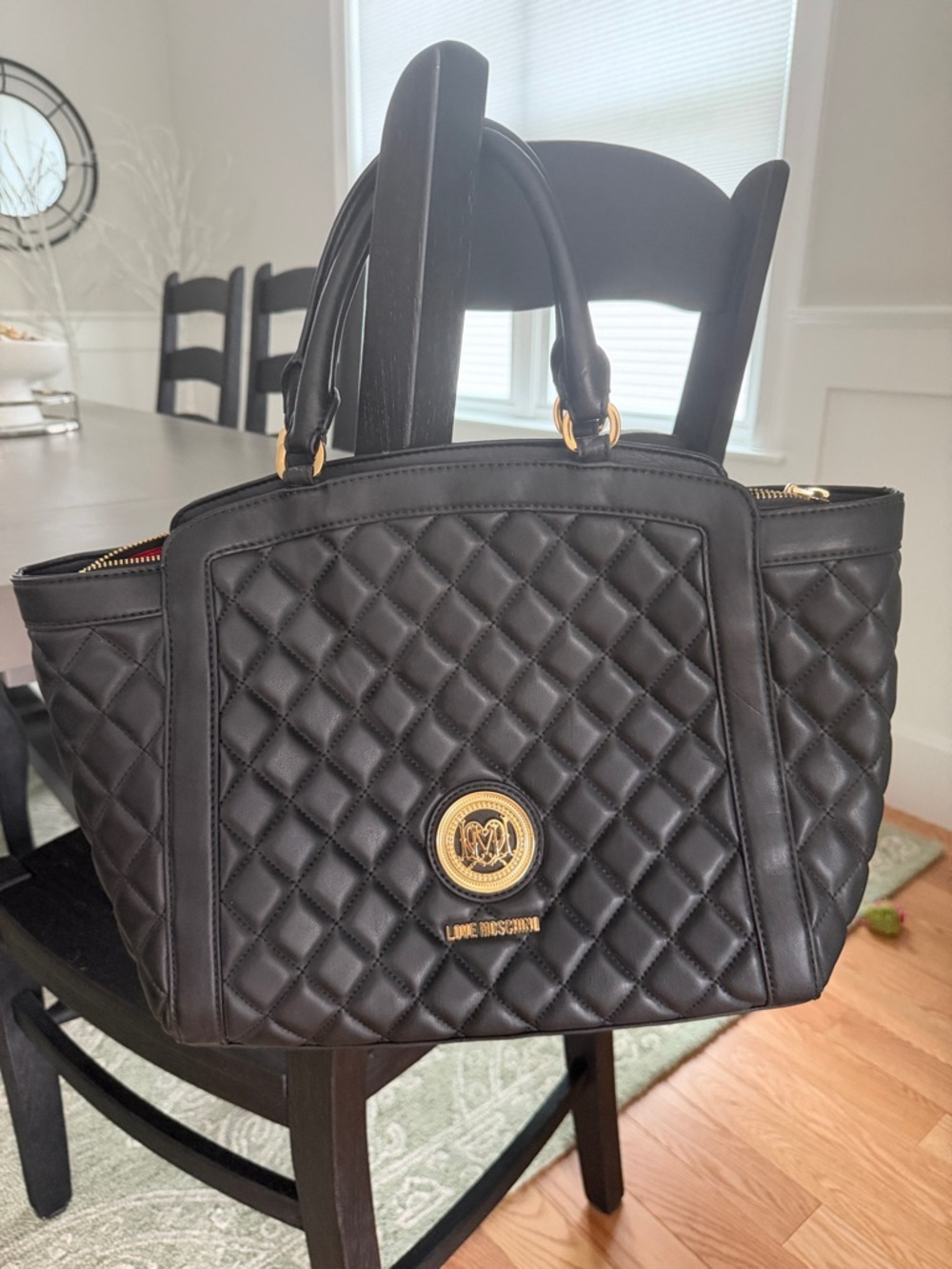 Love Moschino Black Quilted Tote with Gold Hardware